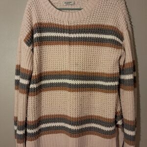 Arizona Jean Company Striped Sweater - Pink, Gray, and Brown